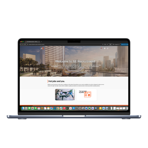 AE Recruitment Job Seekers Portal dashboard after login, showing job application updates and candidate tools