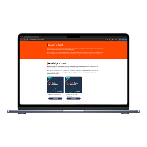 AE Recruitment Job Seekers Portal – “Support Is Here” section with free CV and Portfolio guides and templates